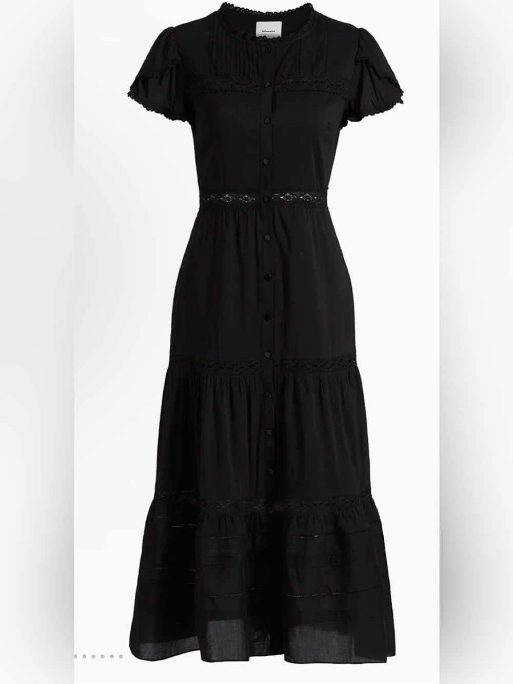 Reformation Black Button-Front Maxi Dress
